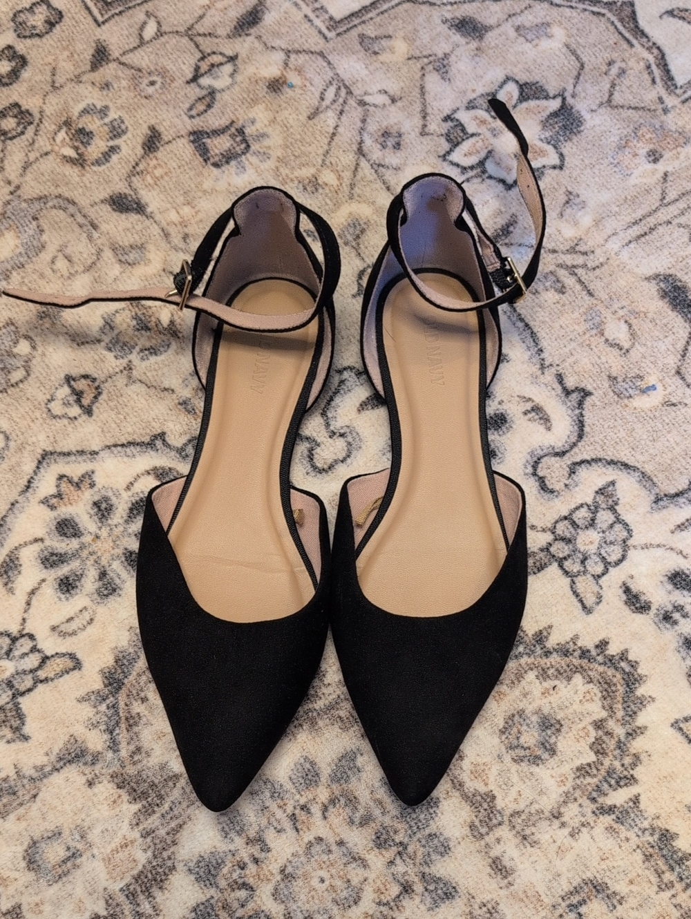 Old Navy Suede Pointed Toe Ankle Strap Flats - Women